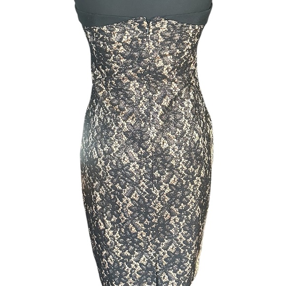 NWT Talbots Black & Gold Strapless Sheath Lace Dress w/ Asymmetrical Neckline - Picture 4 of 8